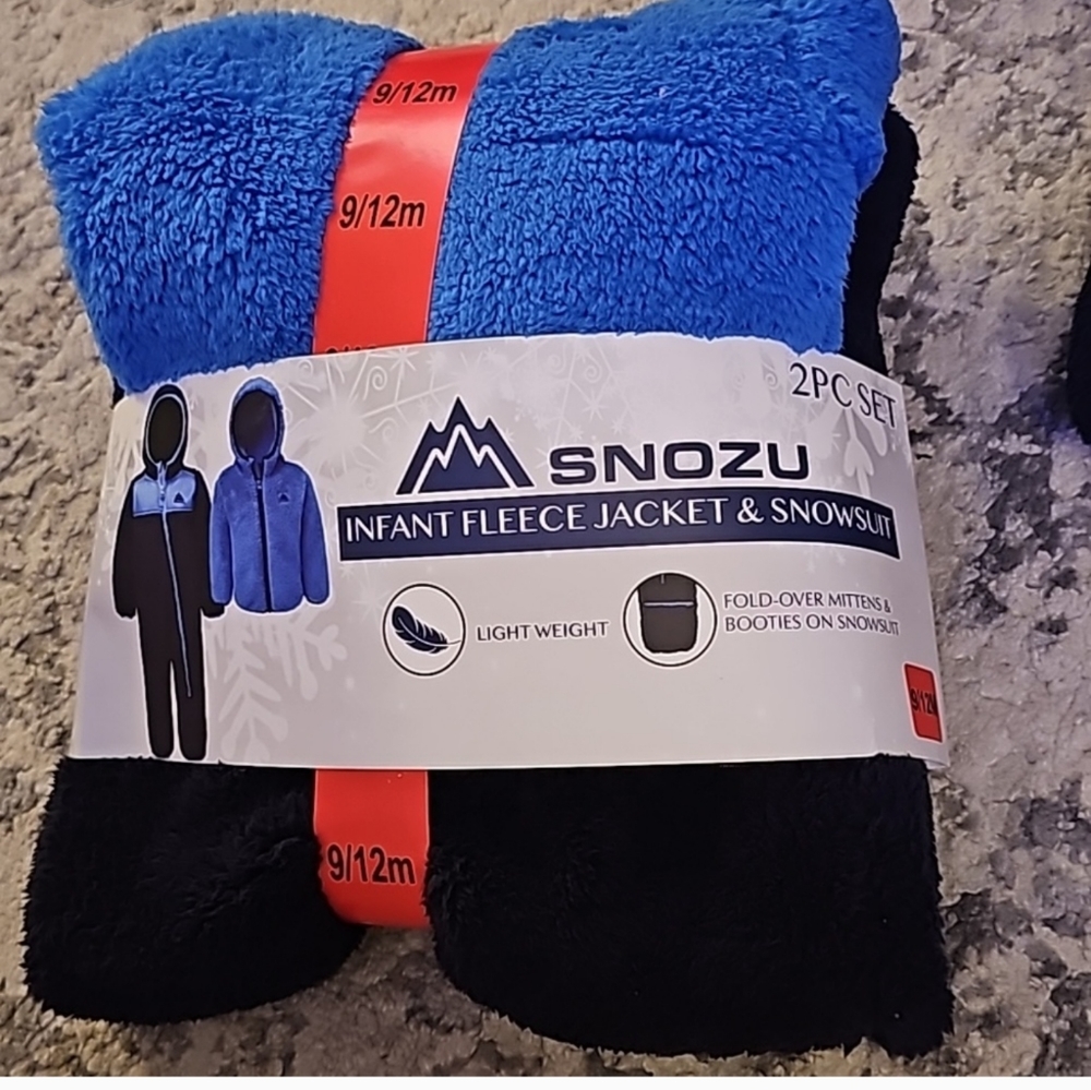 Snozu Infant 2-piece Fleece Set, jacket and snowsuit, Blue nwt